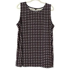 Talbots Women's Tank Top Stretch Round Neck Sleeveless Geometric Print 2X Plus‎